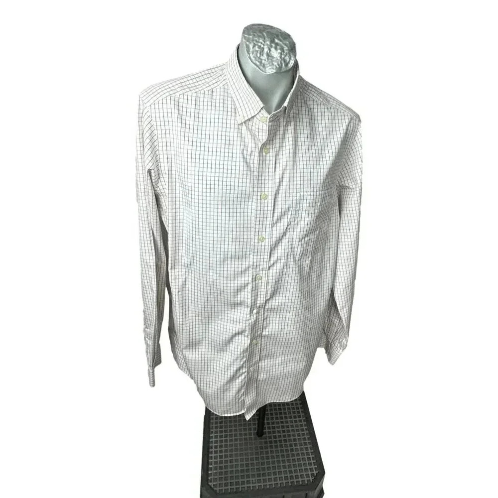 Eddie Bauer Mens Shirt‎ Size LT LS White Brown Check Tall